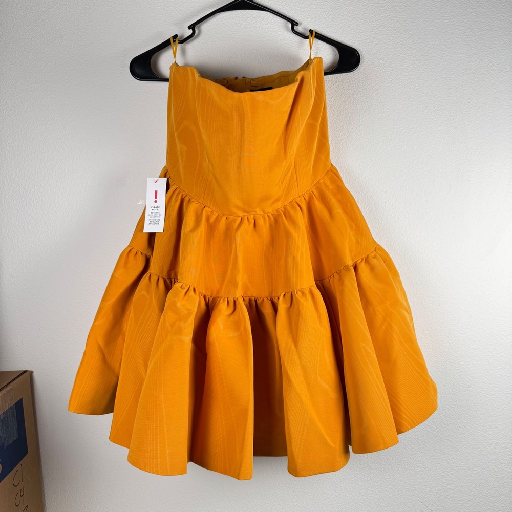 Bardot Charlotte Mini Dress Orange Fiz Strapless Tiered US 6 M NWT Formal Prom